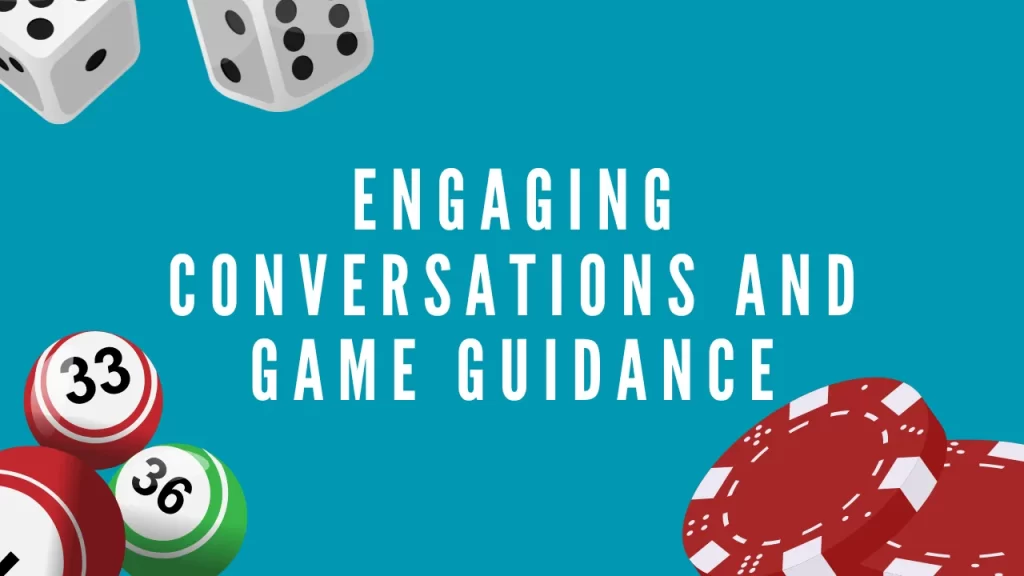 illustration text 'engaging conversations and game guidance'